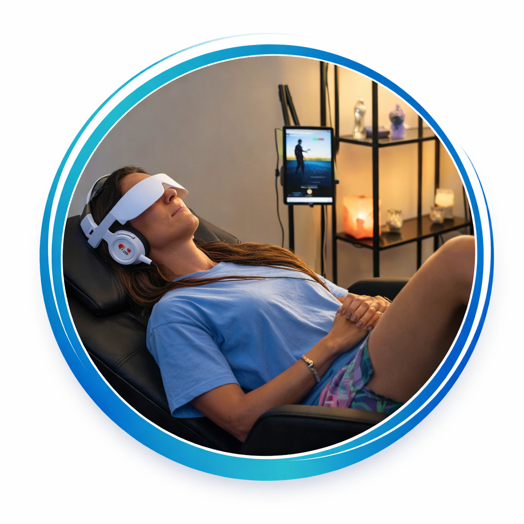 Person relaxing in VibroConnect chair